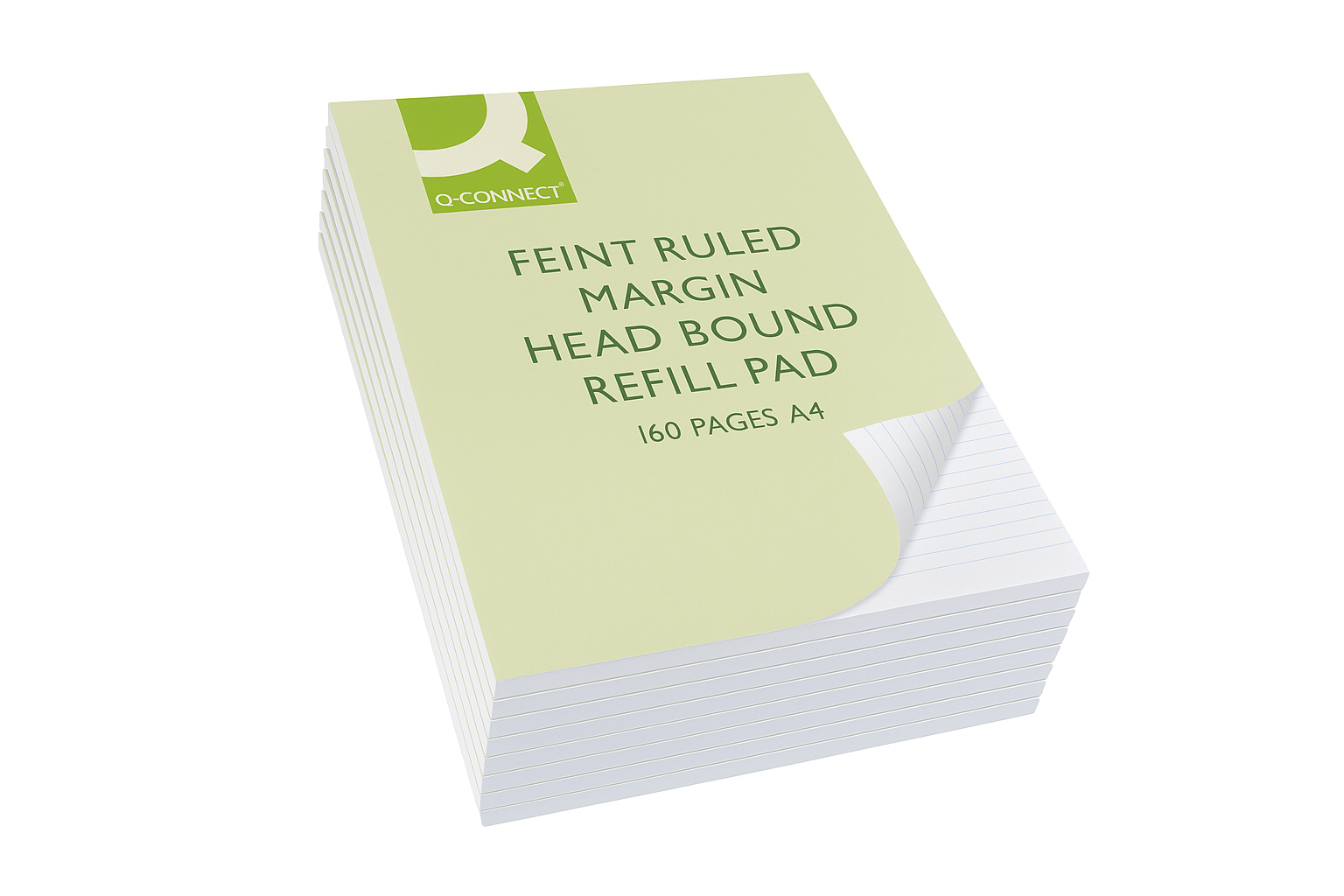 Q-Connect Feint Ruled Margin Head Bound Refill Pad 160 Pages A4