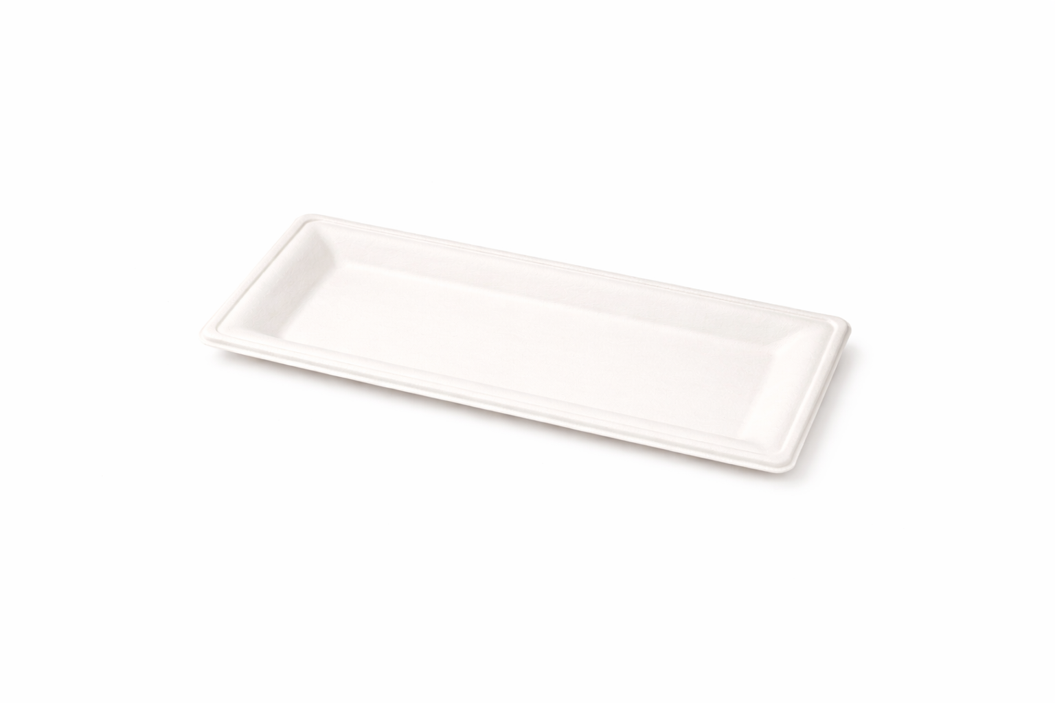 Compostable Rectangular Bagasse Plate 26 x 13cm White