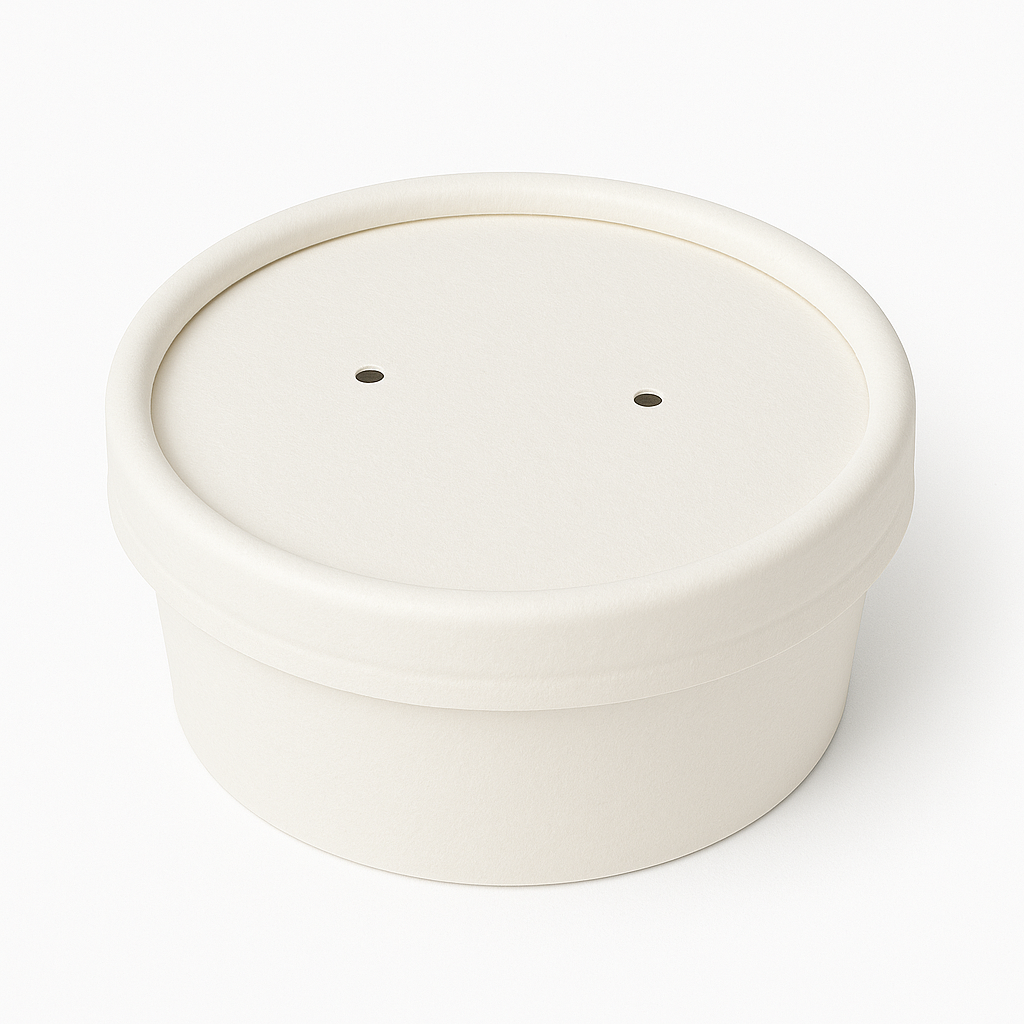 16oz Paperboard Vented Lid For Soup Container White