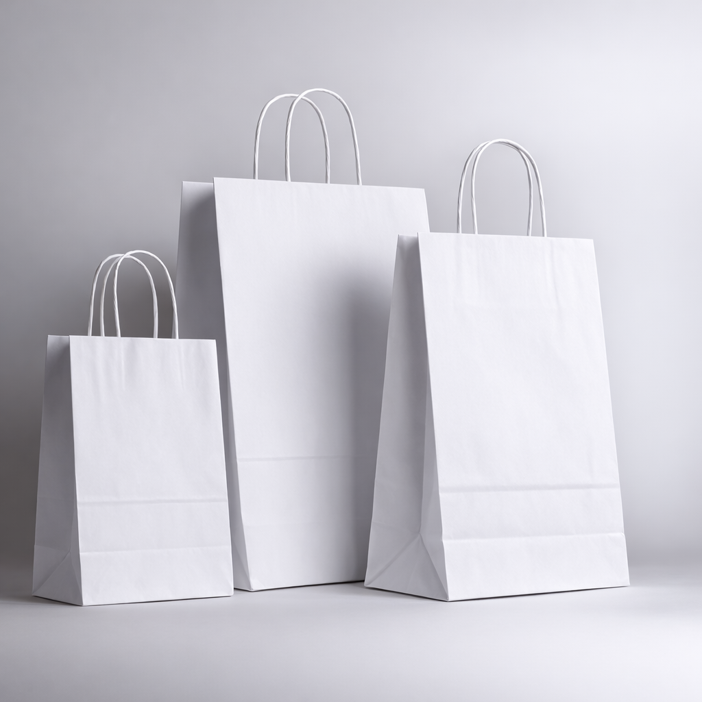 White Kraft SOS Carrier With Twisted Paper Handles - 180mm x 90mm x 215mm