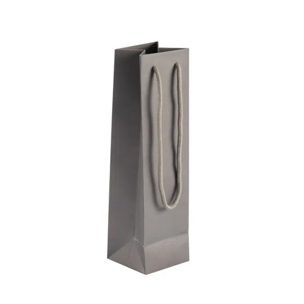Bottle Portrait Grey Paper Gift Bag With Rope Handles