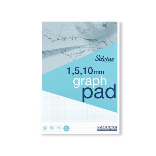 Silvine Graph Pad 1/5/10mm 50 Sheets A4