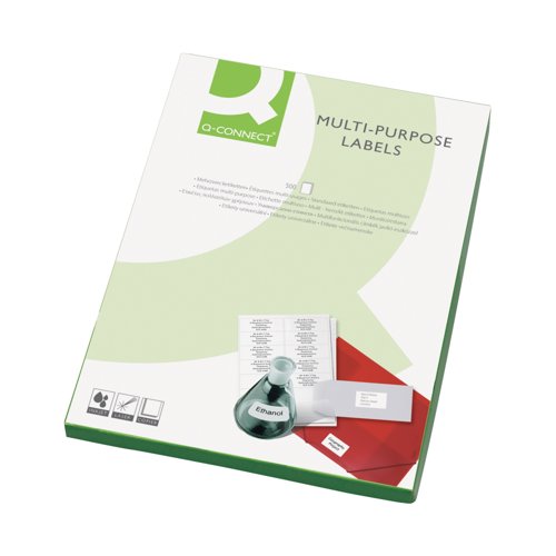 Q-Connect Multipurpose Labels 63.5x38.1mm 21 Labels per Sheet White (Pack of 10500 labels)