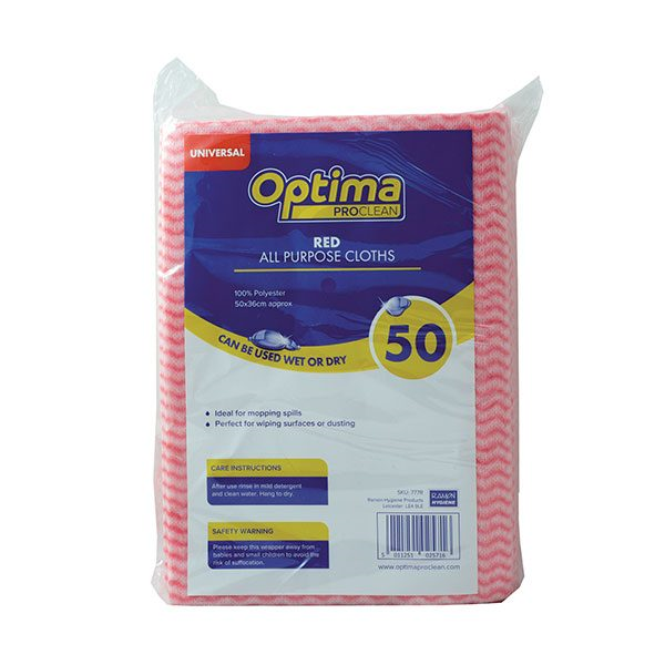 All Purpose Cloths 50 Pack - Red