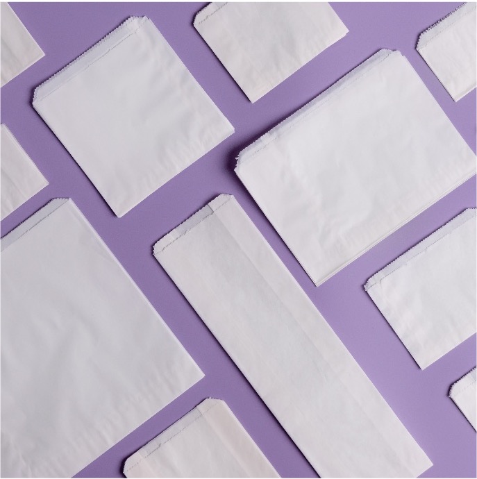 Greaseproof White Kraft Satchel - 100mm x 50mm x 110mm