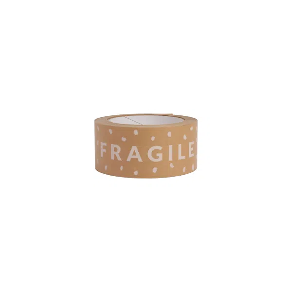 Kraft Paper Tape with White Fragile Text 50mm x 50m