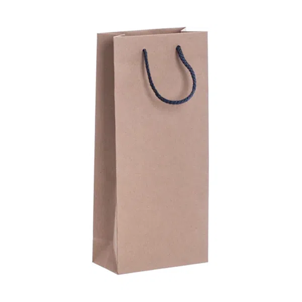 Pack of 25 Kraft Paper Wine Bags With Grey Rope Handles