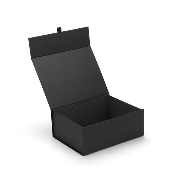Deep Black Ribbed Magnetic Gift Box