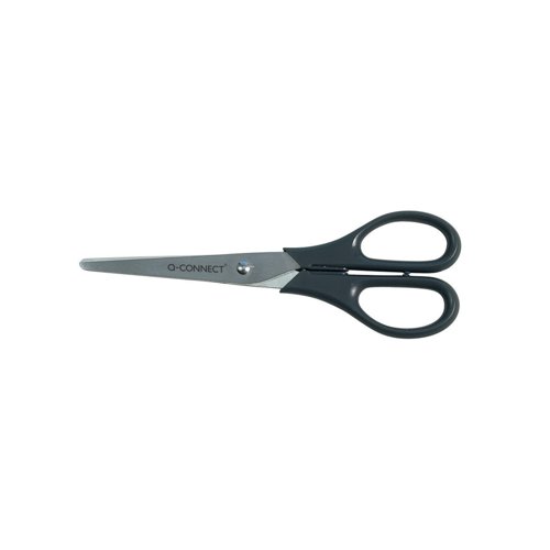 Q-Connect Ergonomic All Purpose Scissors 170mm Stainless Steel Blades Black Handle