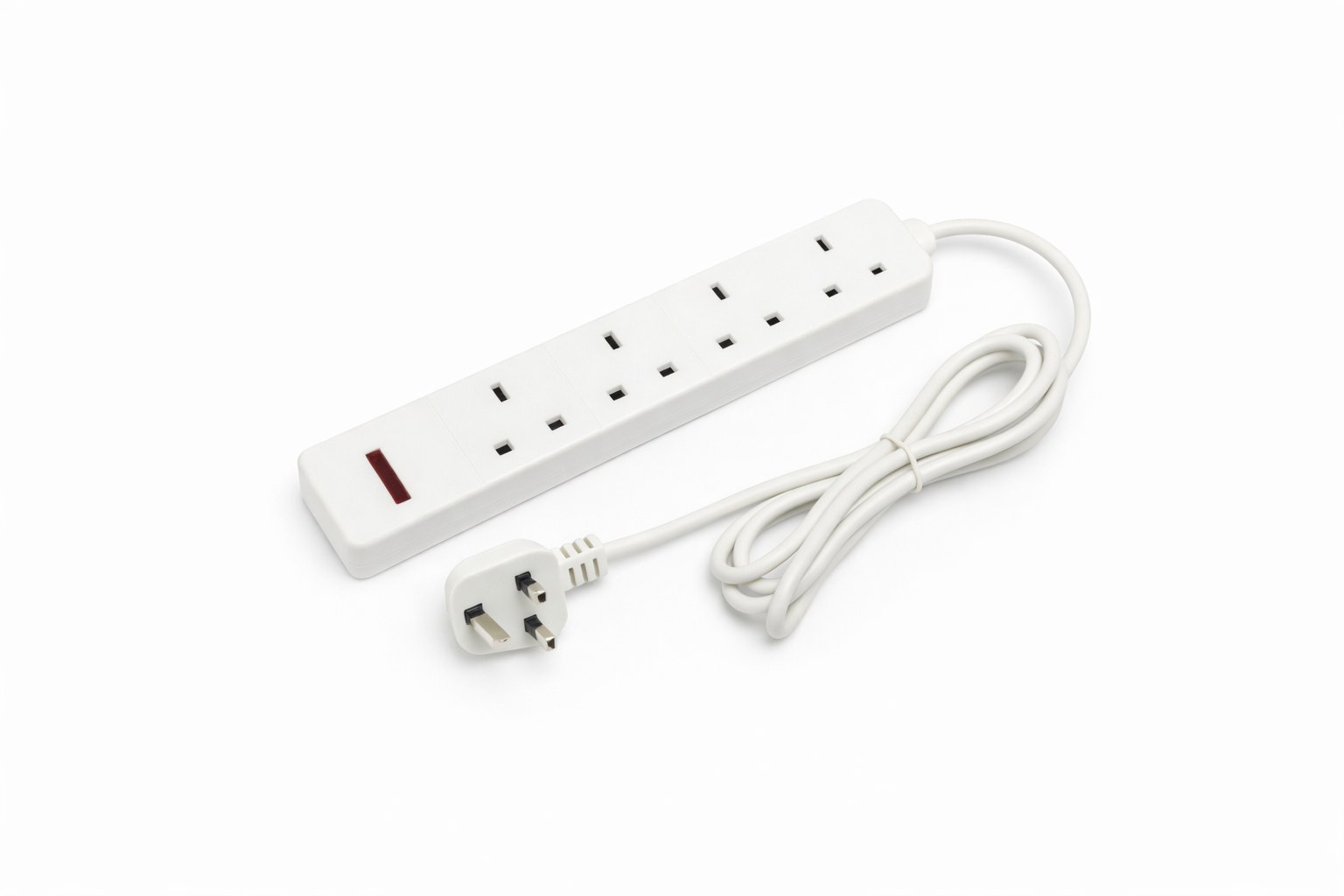 4-Way 13 Amp 5m Extension Lead White
