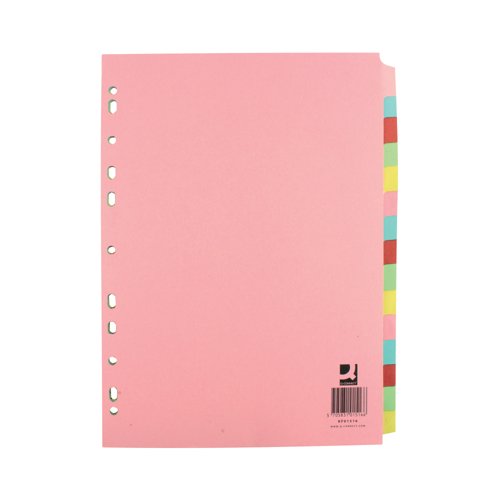 Q-Connect 15-Part Subject Divider Multi-Punched A4 (Pack of 10)