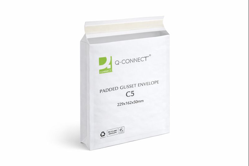 Q-Connect Padded Gusset Envelopes C5 229x162x50mm Peel and Seal White