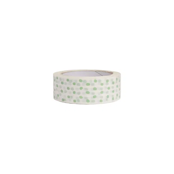 White Paper Tape with Green Polka Dots 37.5mm x 50m