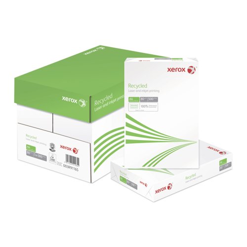 Xerox Recycled white uncoated Copier paper 100% recycled 80gsm 210mm x 297mm A4
