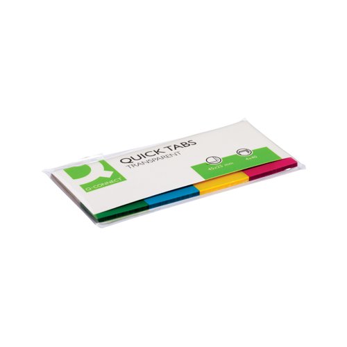 Q-Connect Quick Tabs 25x45mm 40 Tabs 4 Pads Clear/Assorted (Pack of 160)