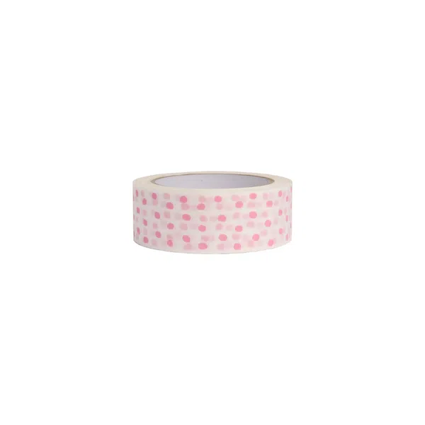 White Paper Tape with Pink Polka Dots 37.5mm x 50m