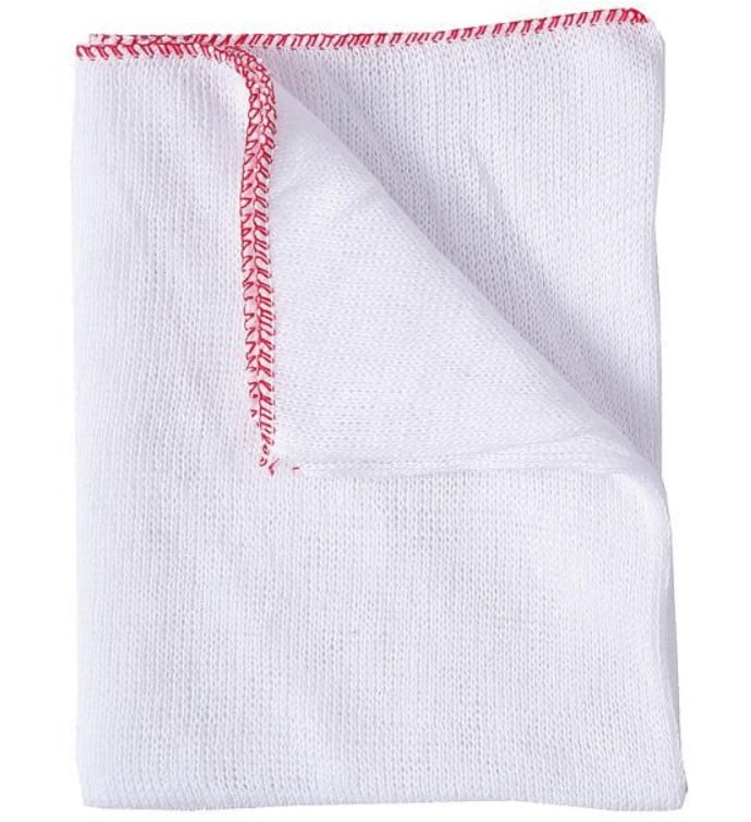 White Dishcloth -Red Edge