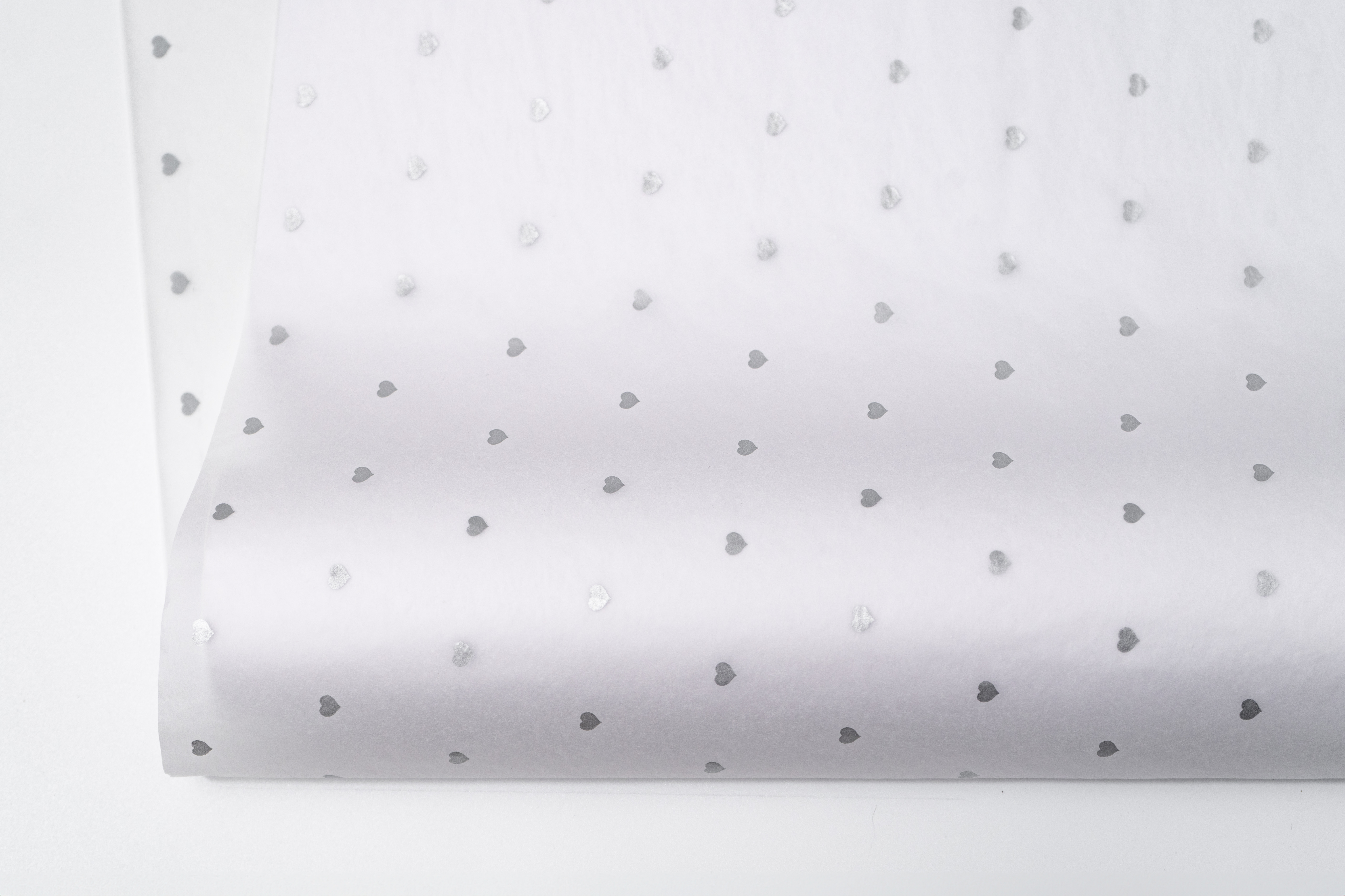 18gsm Luxury Printed Tissue Paper - Silver Hearts