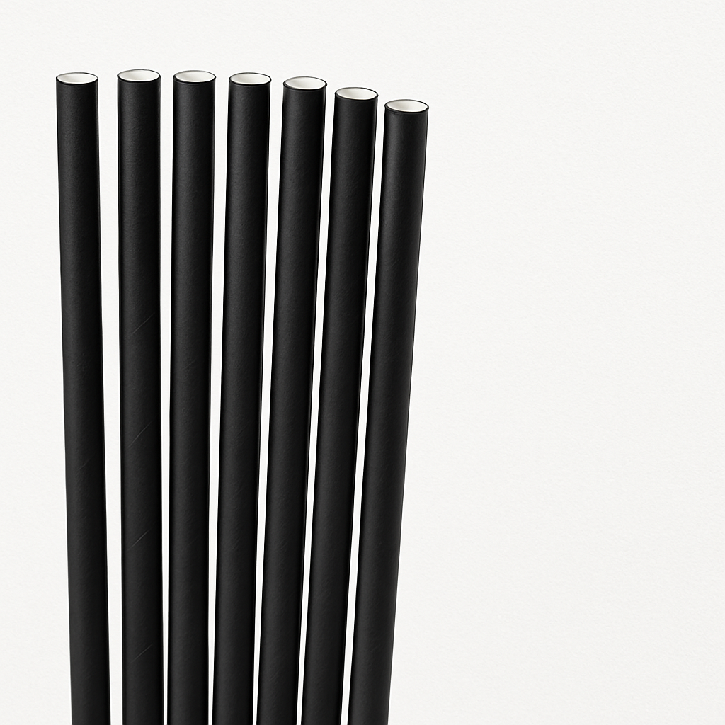 Paper Drinking Straws Black 8 Inch 20cm