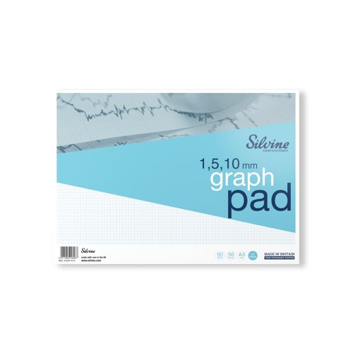 Silvine Graph Pad 1/5/10mm 50 Sheets A3