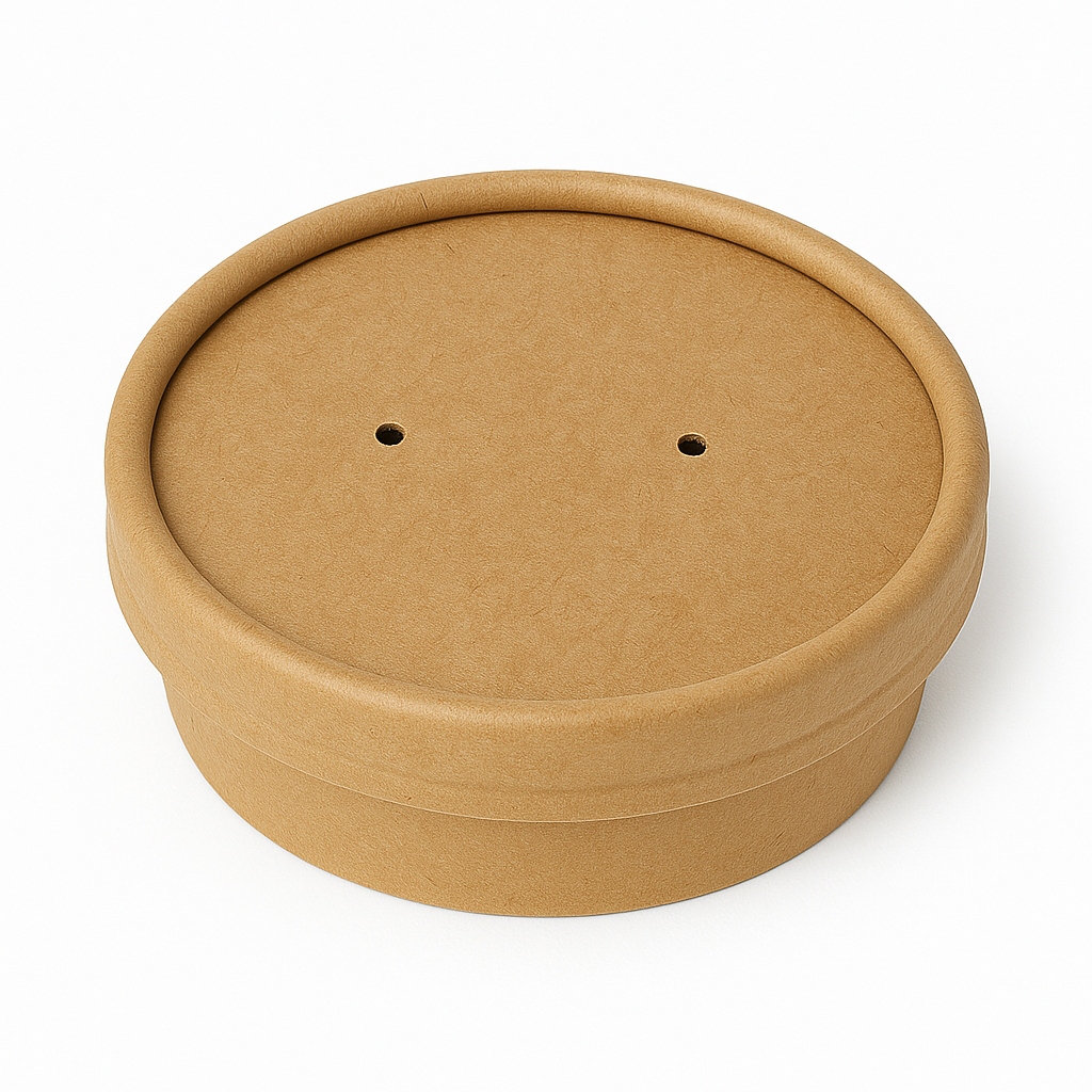 16oz Paperboard Vented Lid For Soup Container Kraft