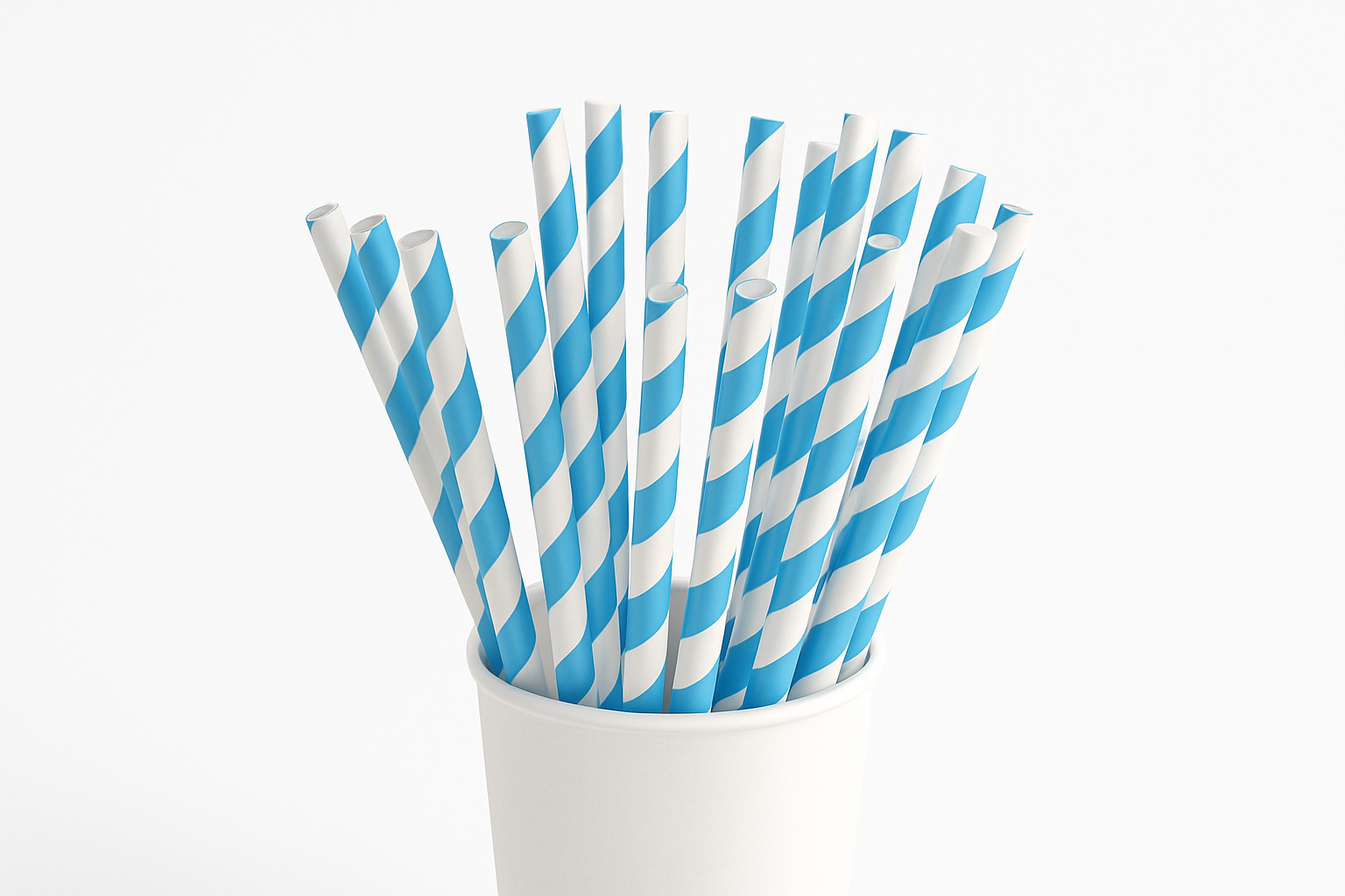 Compostable PAPER Straw 200x6mm White/Blue