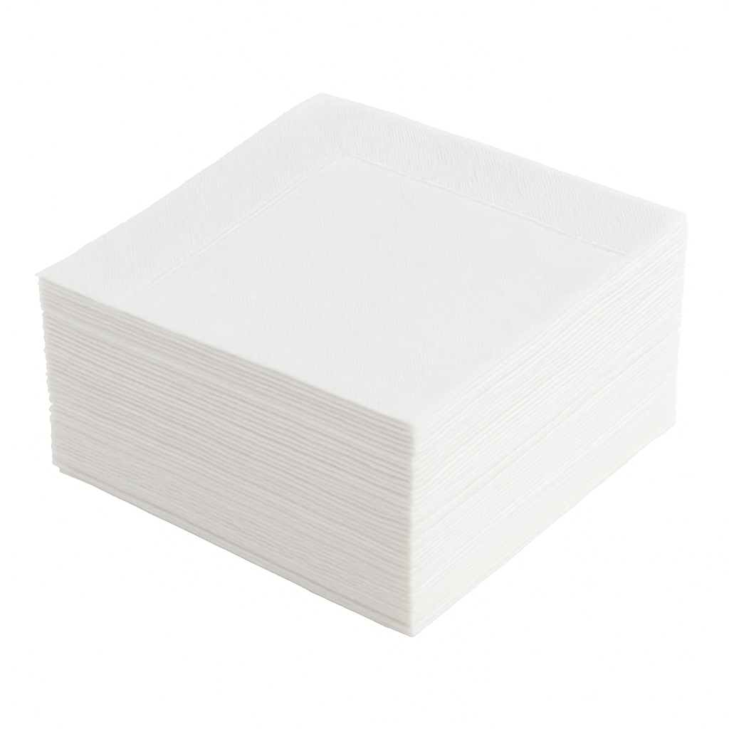 2 Ply 24cm Cocktail Napkins White - 4 Fold