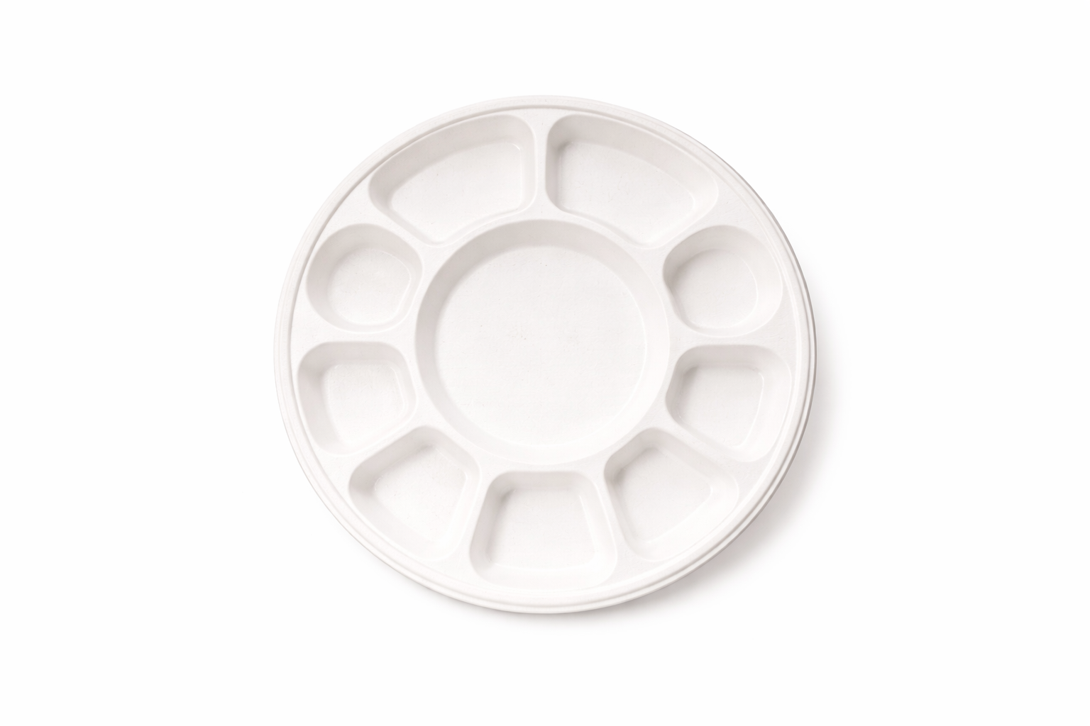 Compostable 9 Compartment Bagasse Plate White