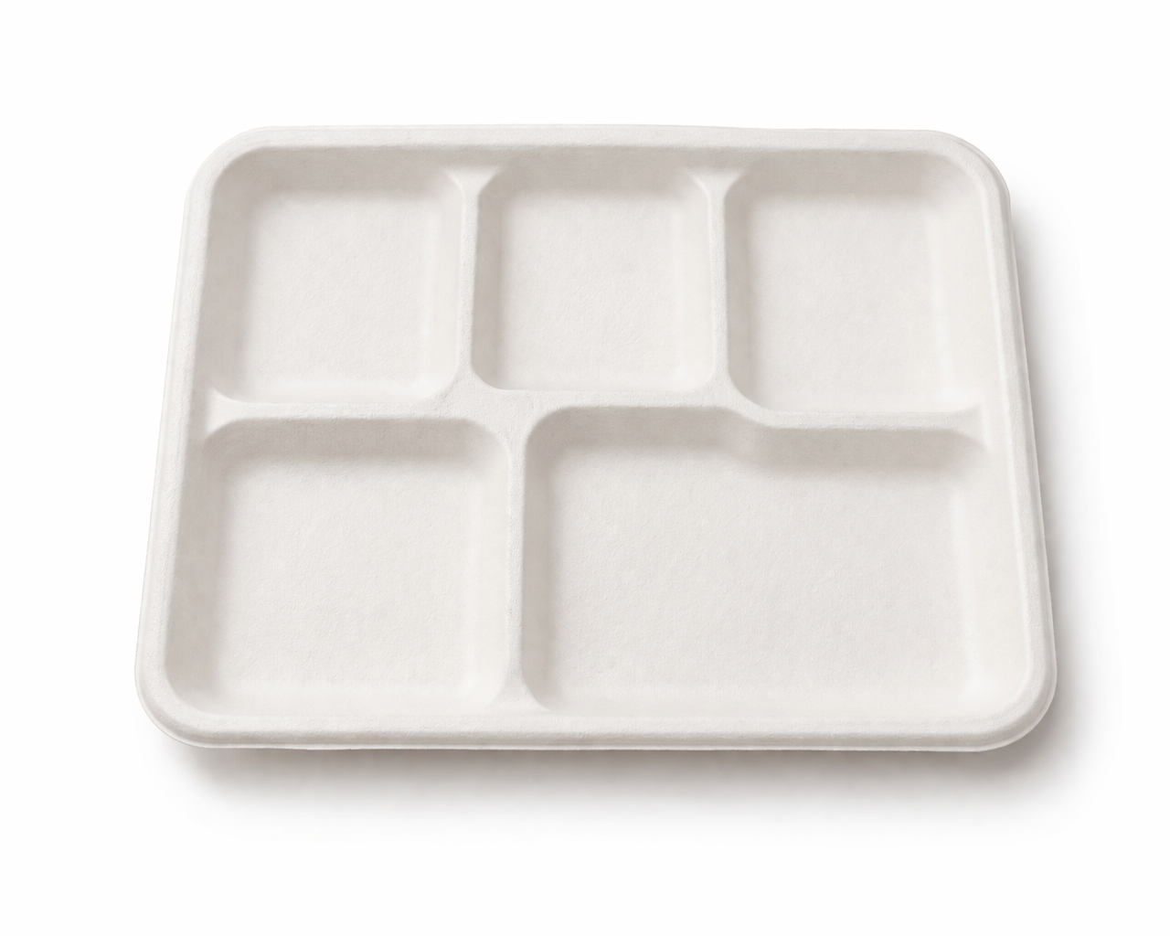 Compostable 5 Compartment Bagasse Plate White