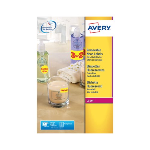 Avery Laser Label 99.1x38.1mm Neon Yellow (Pack of 350)