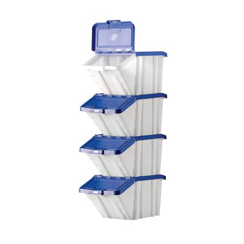 Barton Multifunctional Storage Bins Blue Lids (Pack of 4)