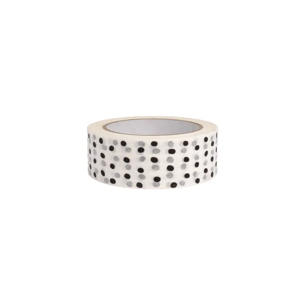 White Paper Tape with Black Polka Dots 37.5mm x 50m