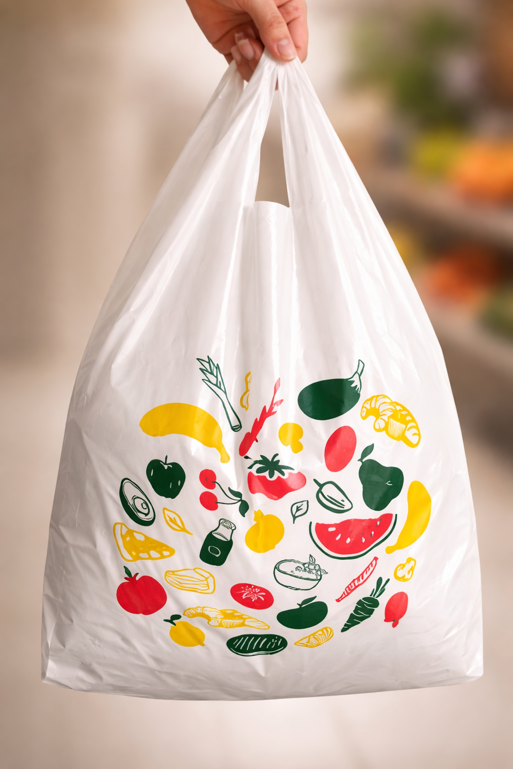 HDPE T-Shirt Shopping Bag – White Supermarket Carrier Bag 30X47X59 cm 33 Micron