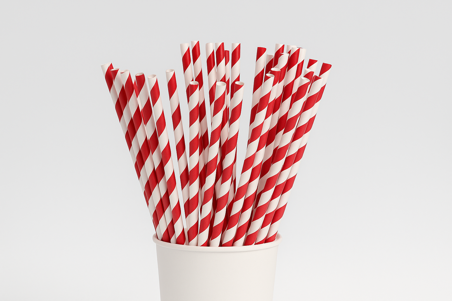 Compostable PAPER Straw 200x6mm White/Red
