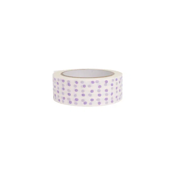 White Paper Tape with Lilac Polka Dots 37.5mm x 50m