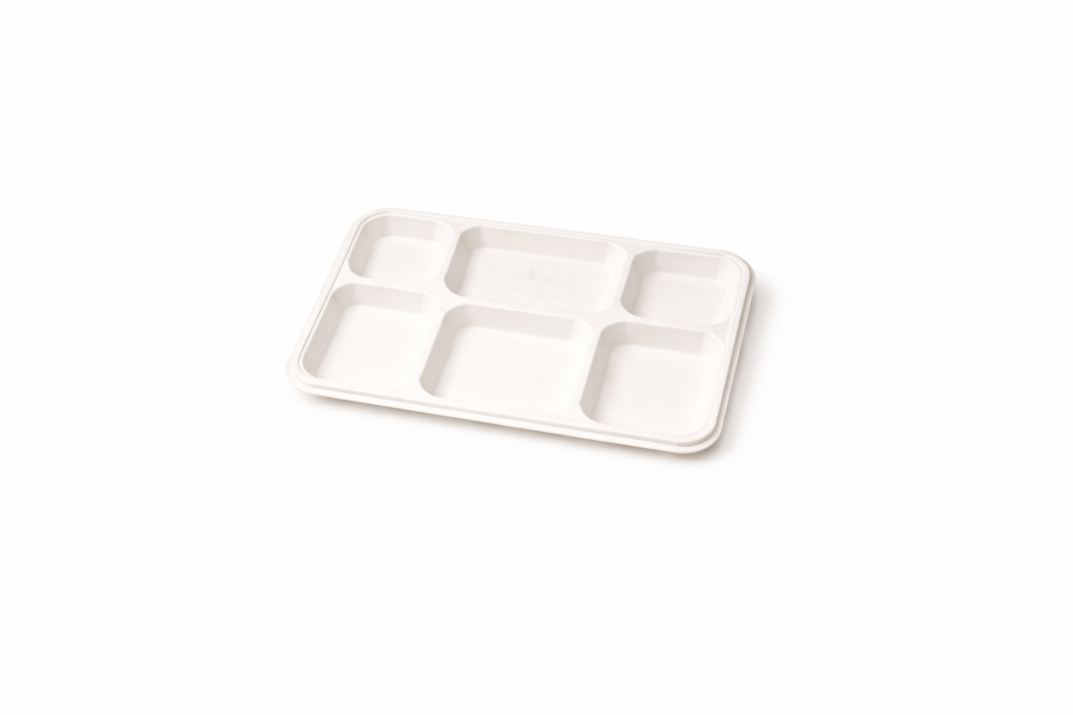 Compostable 6 Compartment Bagasse Plate White