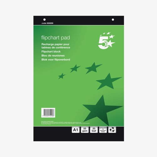 5 Star Recycled Flipchart Pad- A1 - 20 sheets