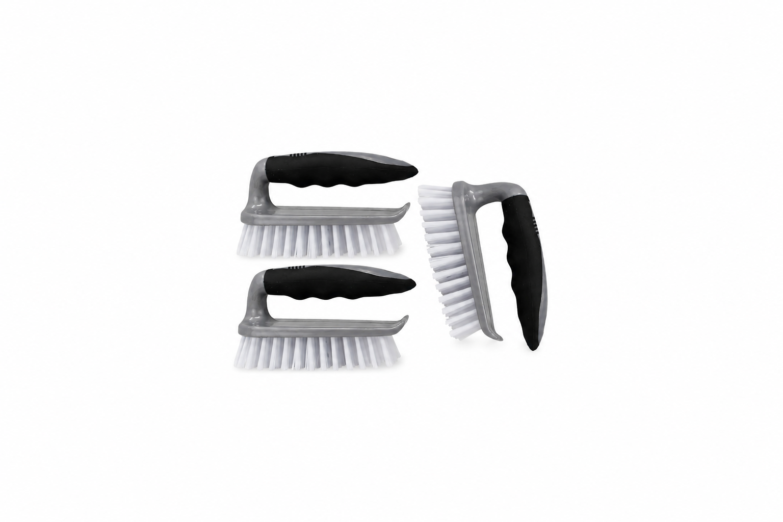 Scrubbing Brushes Non-Slip Soft Grip Handle - Grey Black