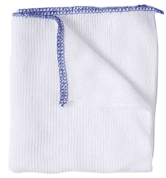 White Dishcloth - Blue Edge
